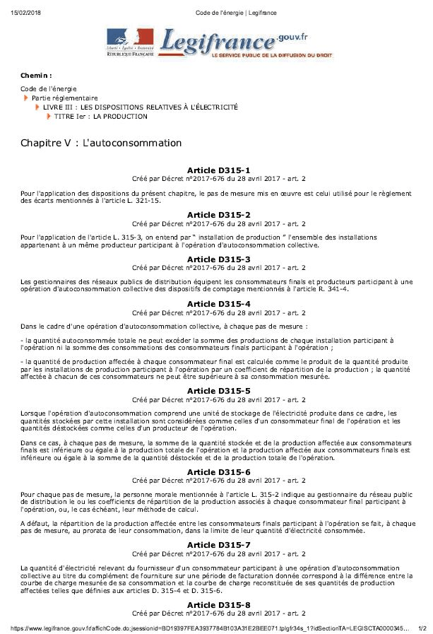 Code de l'energie solaire