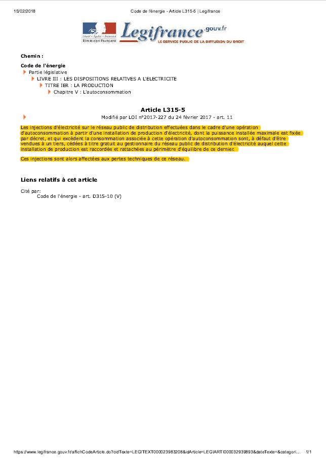 Code de l'energie suite