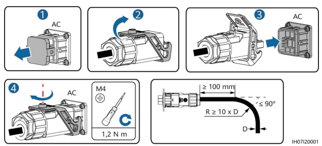 branchement cable ac onduleur huawei sun2000 etape 3