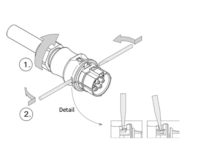 démontage connecteur ac wieland etape 2
