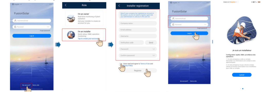 Installation fusion solar etape 1