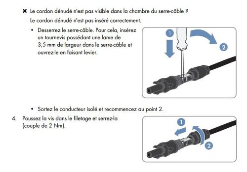 instruction demontage connecteur dc sunclix