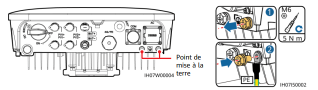 Mise a la terre onduleur huawei sun2000