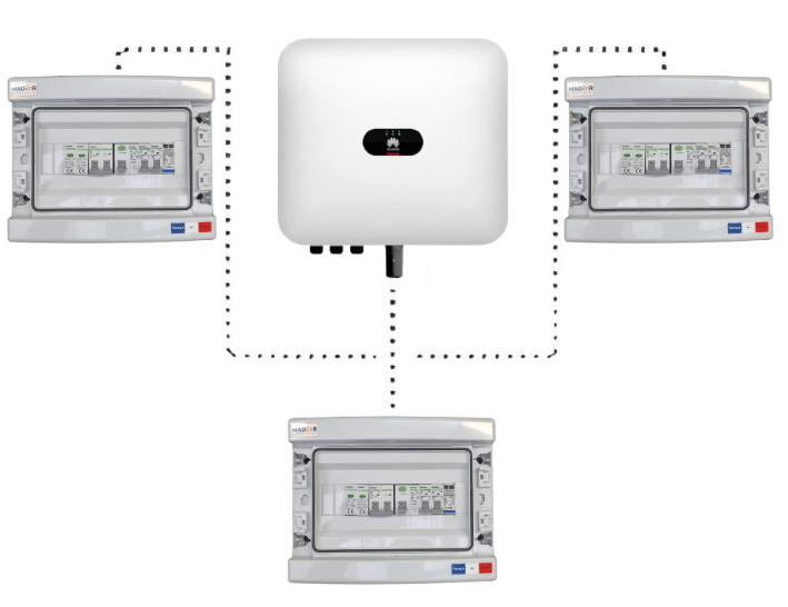 Positionnement du coffret de protection et de l'onduleur huawei sun2000